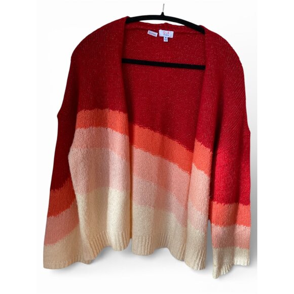 Q+A COLOURBLOCK CARDIGAN  SWEATER, SOFT FUZZY CARDIGAN, MEDIUM, BOHO - Picture 3 of 5
